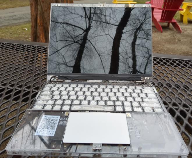 Laptop outside, viewed from the front