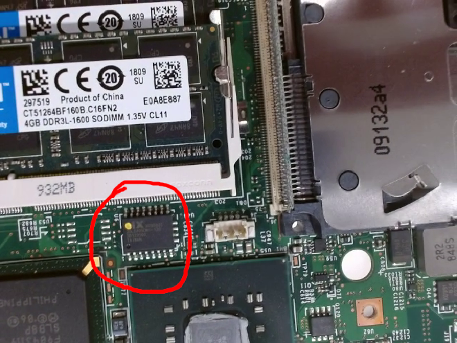 Location of the BIOS flash chip